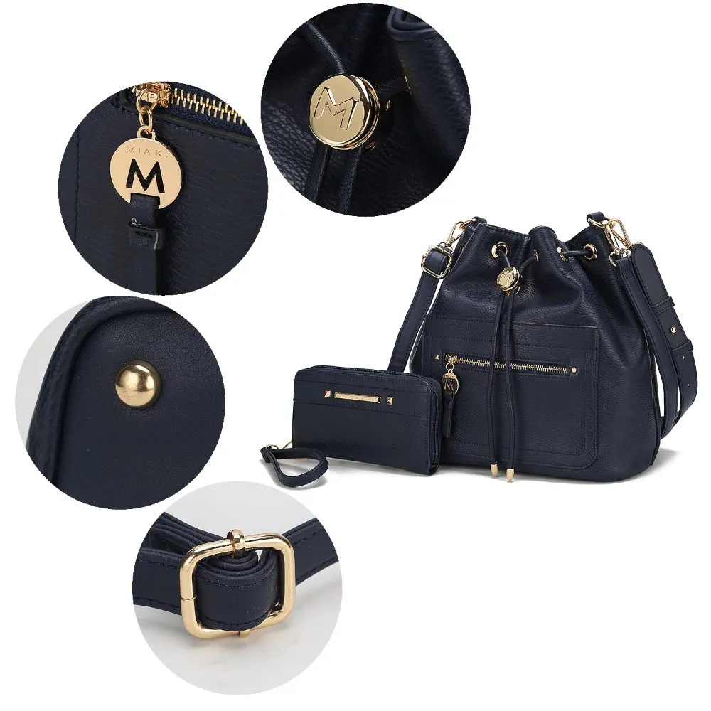Larissa Vegan Leather Women??s Bucket Bag with Wallet?C 2 pieces