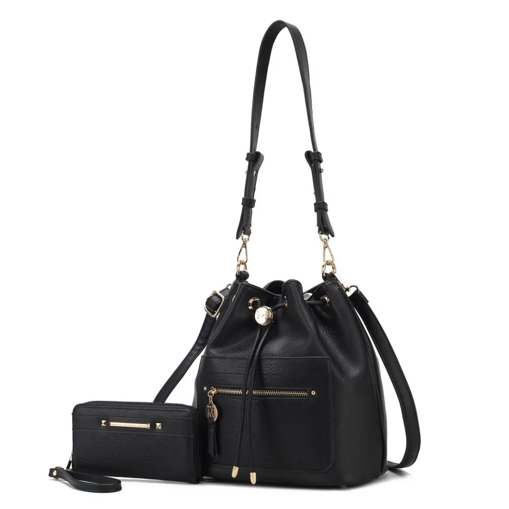 Larissa Vegan Leather Women??s Bucket Bag with Wallet?C 2 pieces
