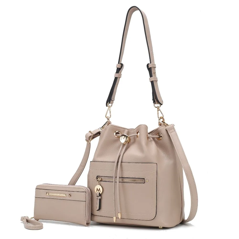 Larissa Vegan Leather Women??s Bucket Bag with Wallet?C 2 pieces