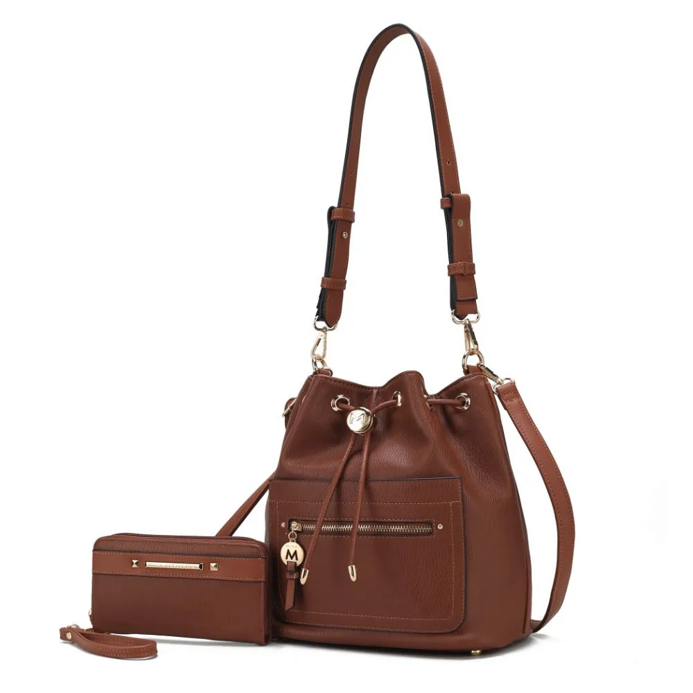 Larissa Vegan Leather Women??s Bucket Bag with Wallet?C 2 pieces