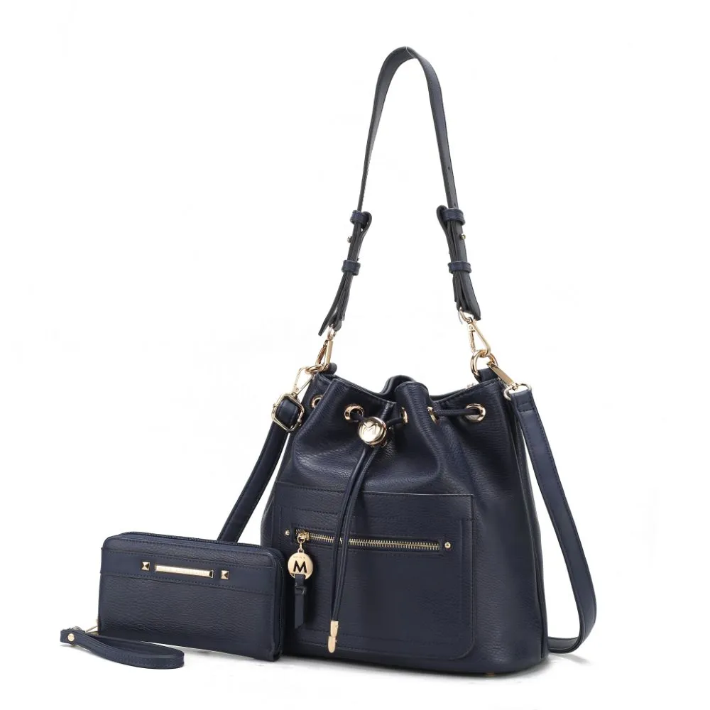 Larissa Vegan Leather Women??s Bucket Bag with Wallet?C 2 pieces
