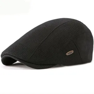 Laurenclay Striped Flat Cap stylish boater hat with ribbon on model