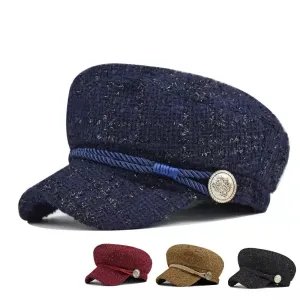 Laurent Furry Sailor Cap boater hat with bow in beach sunlight