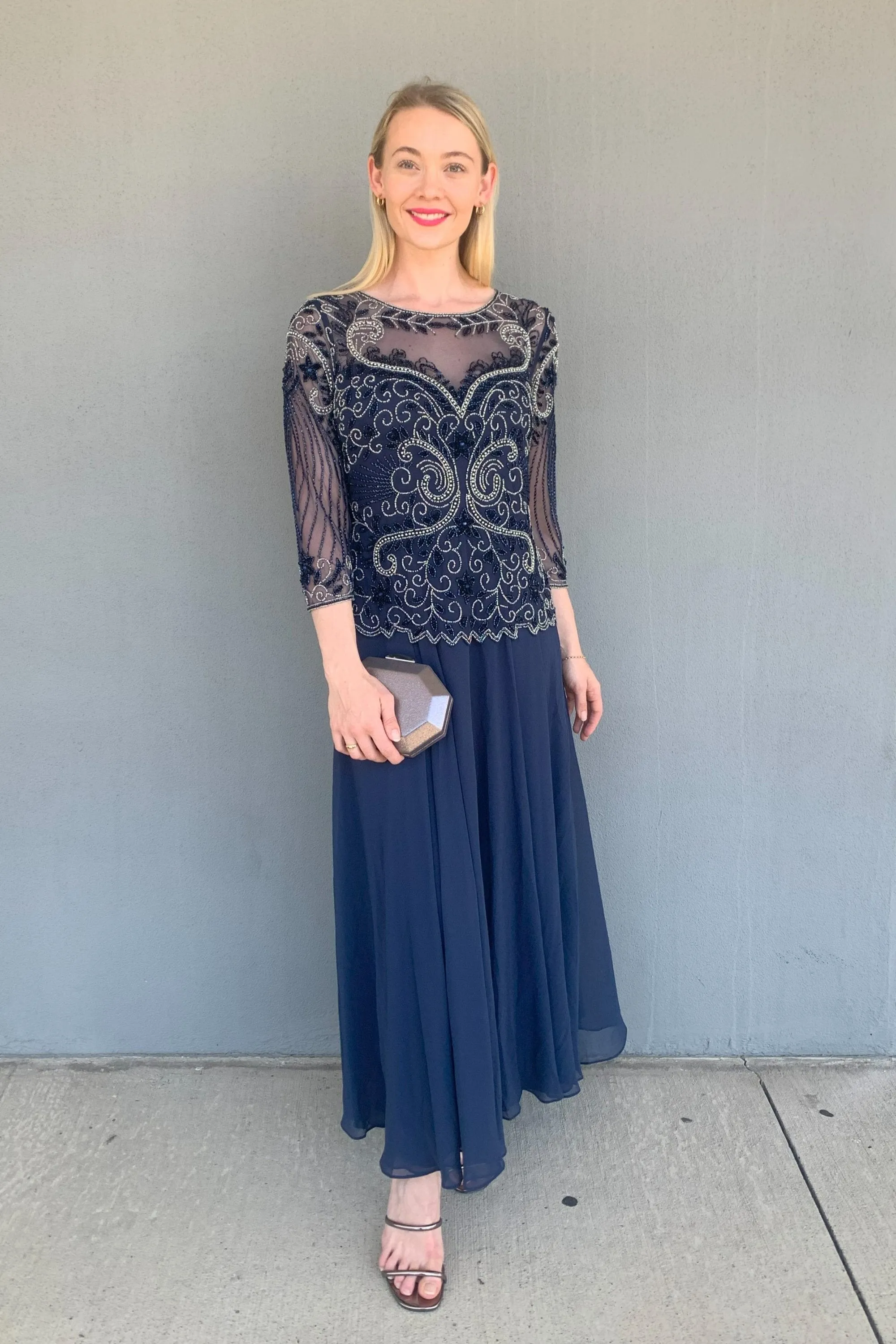 Layla Jones - LJ0551 Beaded Bodice Flare Dress