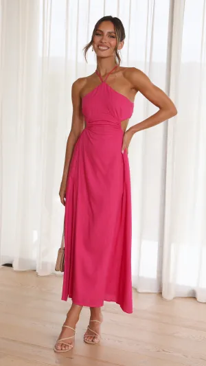 Layla Midi Dress - Hot Pink,prom dresses,wedding guest dresses,homecoming dresses,bridesmaid dresses,cocktail dresses,women clothing,summer dresses,formal dresses,sundresses,mother of the bride dresses,quince clothing,bodycon dress,dress casual,dress desig