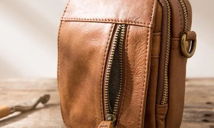 Leather Belt Pouch Belt Cases Mens Waist Bag Small Shoulder Bag for Men
