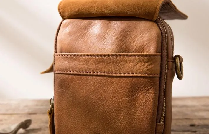 Leather Belt Pouch Belt Cases Mens Waist Bag Small Shoulder Bag for Men