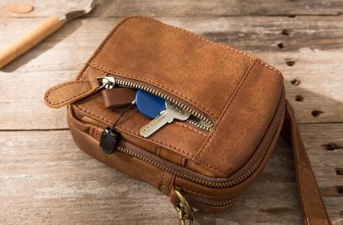 Leather Belt Pouch Belt Cases Mens Waist Bag Small Shoulder Bag for Men