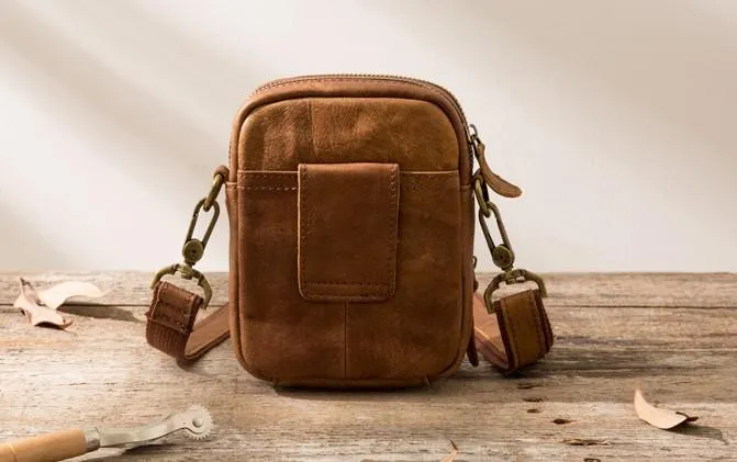 Leather Belt Pouch Belt Cases Mens Waist Bag Small Shoulder Bag for Men