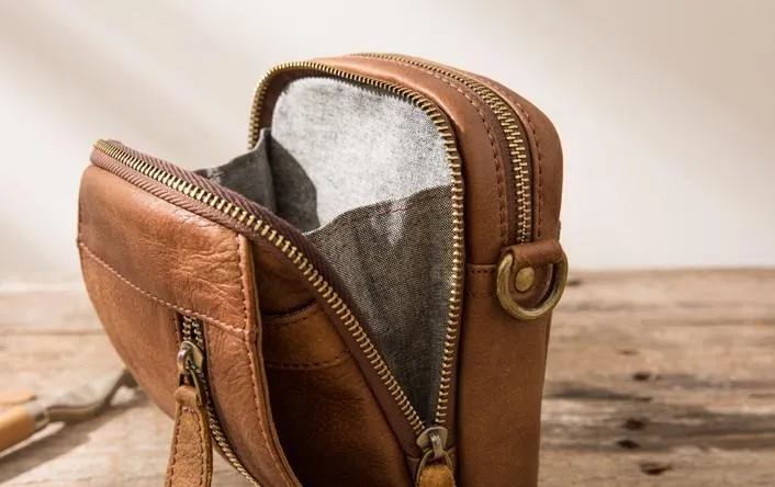 Leather Belt Pouch Belt Cases Mens Waist Bag Small Shoulder Bag for Men