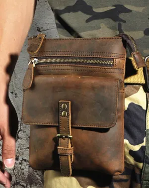 Leather Belt Pouch for Men Cell Phone Holsters Waist Bag BELT BAG Shoulder Bag For Men Vintage Brown