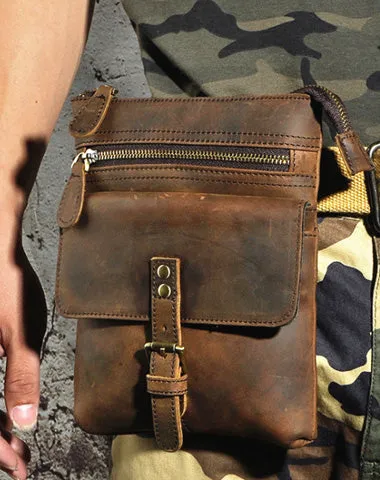 Leather Belt Pouch for Men Cell Phone Holsters Waist Bag BELT BAG Shoulder Bag For Men Vintage Brown