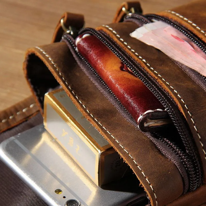 Leather Belt Pouch Mens Small Cases Waist Bag Belt Bag Shoulder Bags for Men