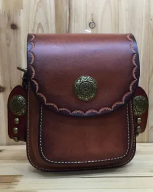Leather Belt Pouch Mens Small Cases Waist Bag Hip Pack Belt Bag Fanny Pack Bumbag for Men Coffee