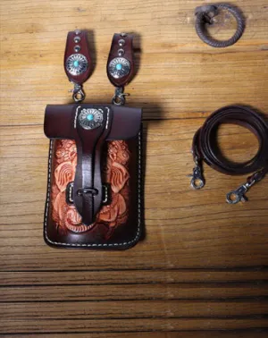 Leather Belt Pouch Mens Small Cases Waist Bag Hip Pack Belt Bag Fanny Pack Bumbag for Men Brown