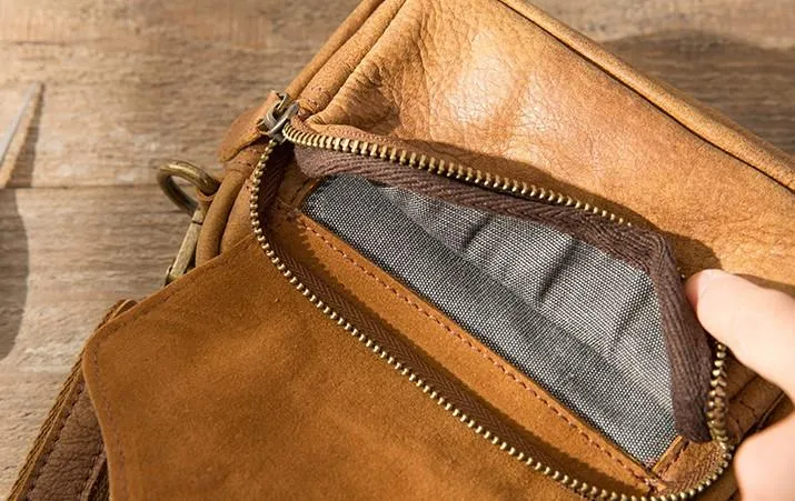 Leather Belt Pouch Phone Case Mens Waist Bag Shoulder Bag for Men