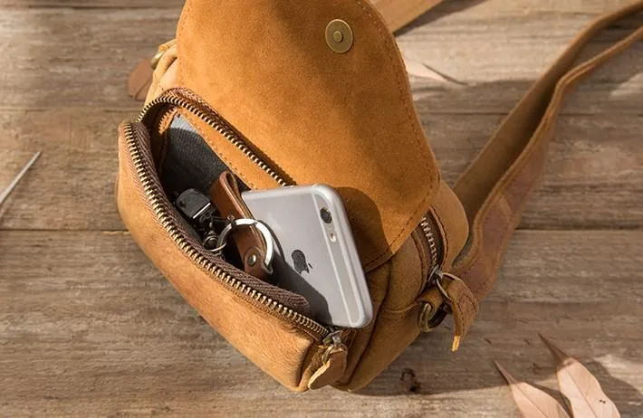 Leather Belt Pouch Phone Case Mens Waist Bag Shoulder Bag for Men