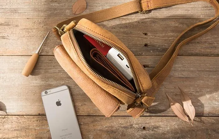 Leather Belt Pouch Phone Case Mens Waist Bag Shoulder Bag for Men