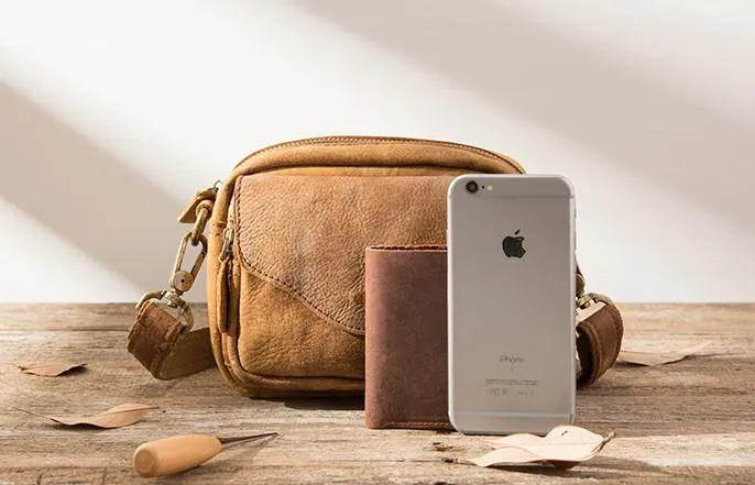 Leather Belt Pouch Phone Case Mens Waist Bag Shoulder Bag for Men