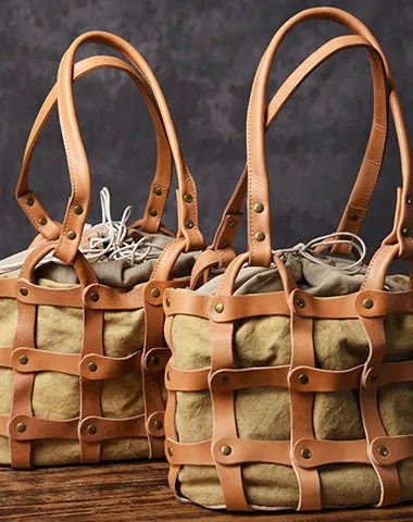 Leather Canvas Women Bucket Bag Shopper Bag Shoulder Bag For Women cheap online