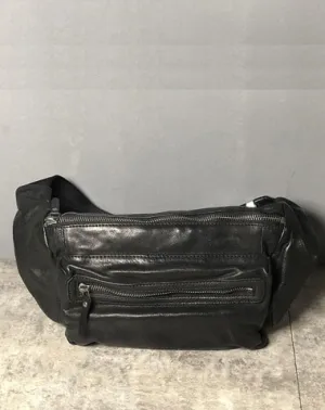 Leather Men Fanny Pack Small Waist Bag Hip Pack Belt Bag Bumbag for Men Black