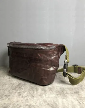 Leather Men Fanny Pack Small Waist Bag Hip Pack Belt Bag Bumbag for Men Black