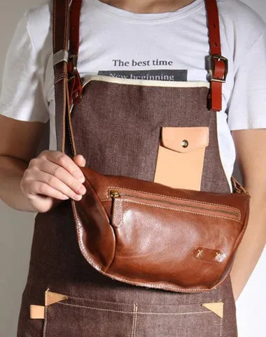 Leather Men Fanny Pack Small Waist Bag Hip Pack Belt Bag Bumbag for Men Coffee