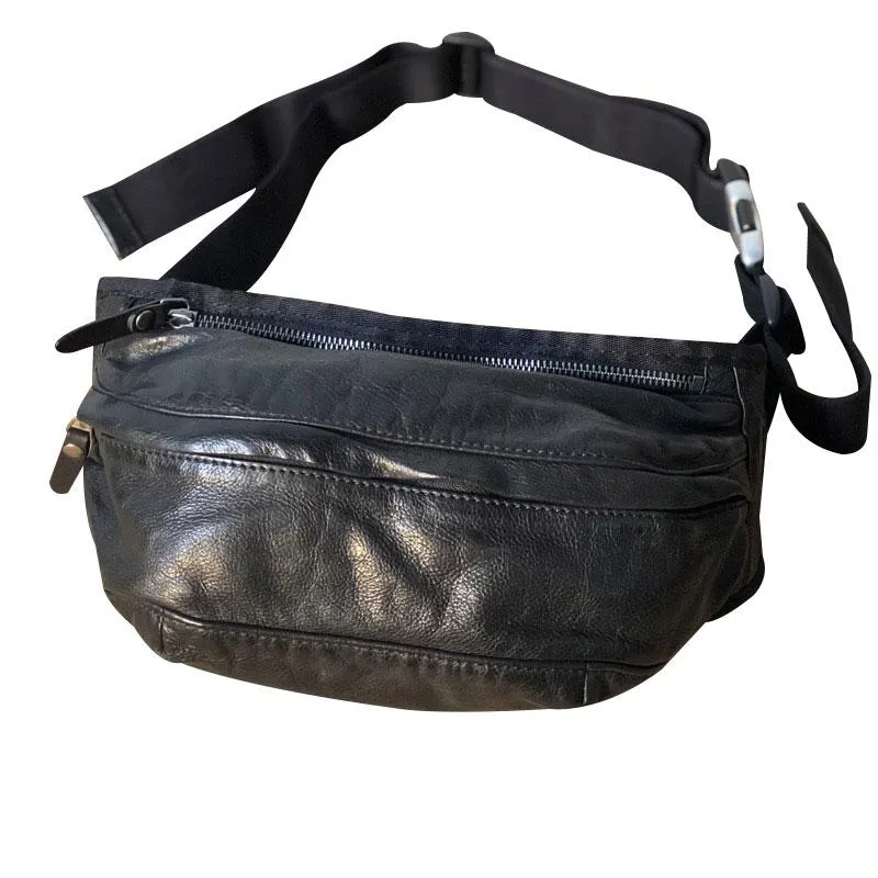 Leather Men Fanny Pack Small Waist Bag Hip Pack Belt Bag Bumbag for Men