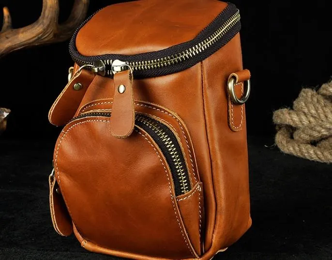 Leather Mens Cell Phone Holster Belt Pouch Waist Bag Mens Side Bag Shoulder Bag for Men
