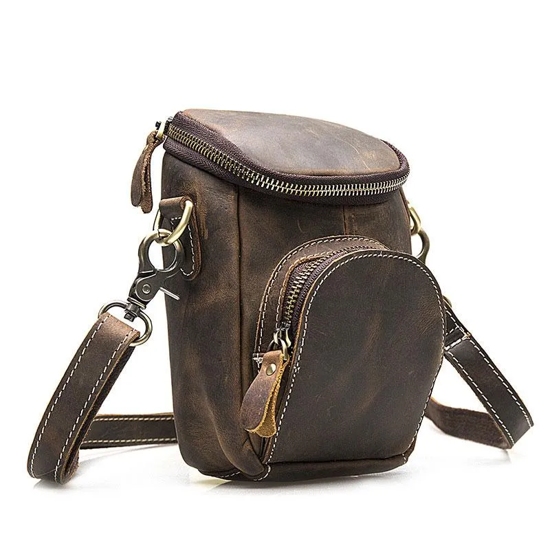 Leather Mens Cell Phone Holster Belt Pouch Waist Bag Mens Side Bag Shoulder Bag for Men