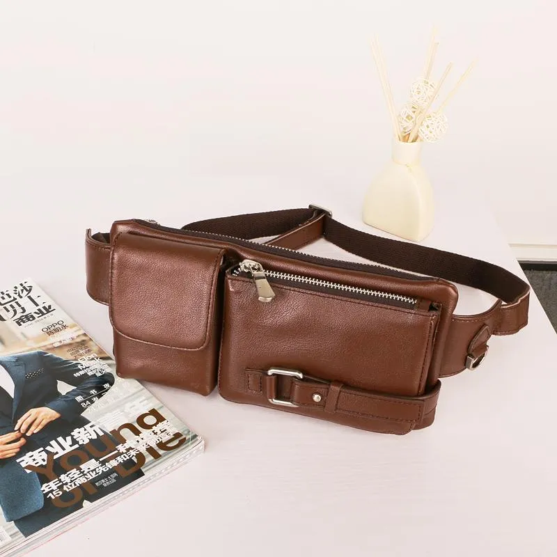 Leather Mens FANNY PACK MENS WAIST BAG HIP PACK BELT BAG FOR MEN