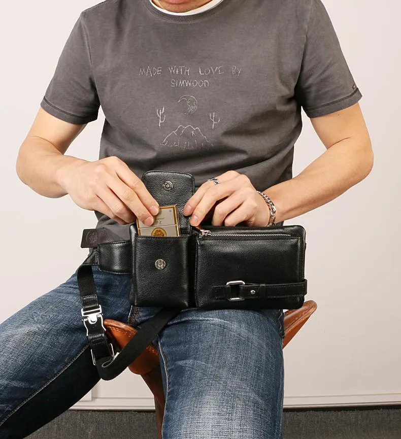 Leather Mens FANNY PACK MENS WAIST BAG HIP PACK BELT BAG FOR MEN