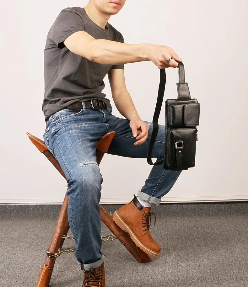 Leather Mens FANNY PACK MENS WAIST BAG HIP PACK BELT BAG FOR MEN