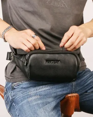 Leather Mens FANNY PACK MENS WAIST BAG HIP PACK BELT BAG FOR MEN Coffee