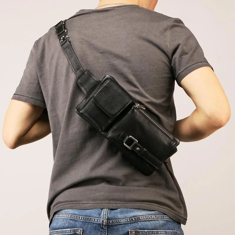 Leather Mens FANNY PACK MENS WAIST BAG HIP PACK BELT BAG FOR MEN