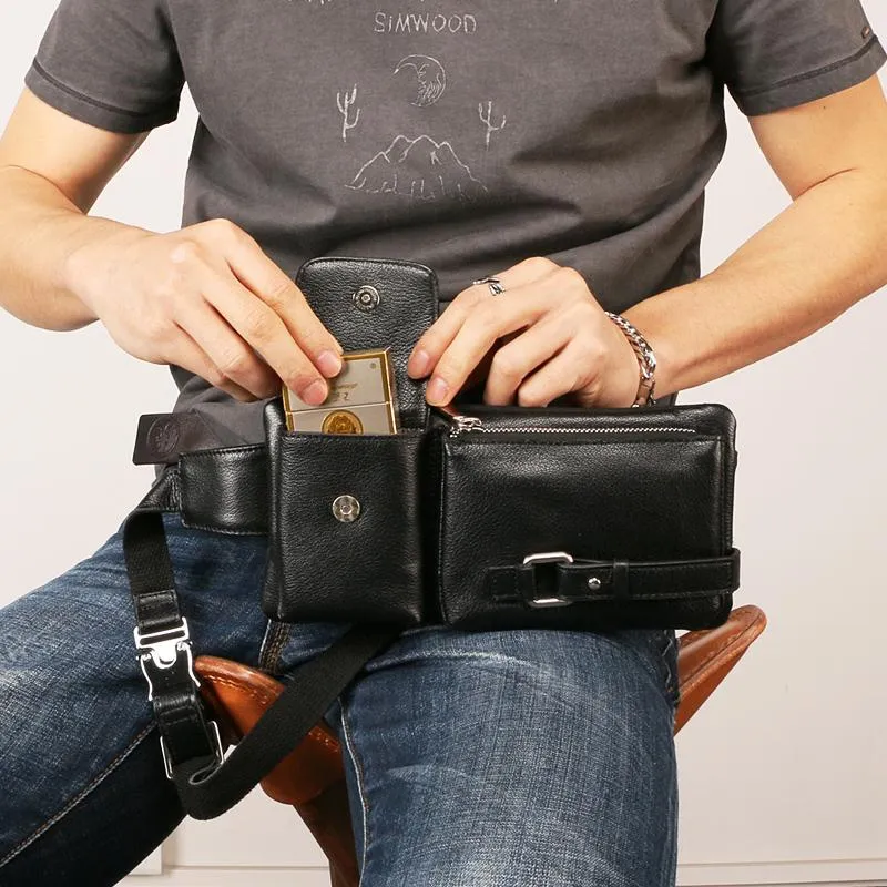 Leather Mens FANNY PACK MENS WAIST BAG HIP PACK BELT BAG FOR MEN