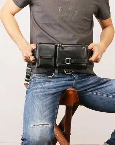Leather Mens FANNY PACK MENS WAIST BAG HIP PACK BELT BAG FOR MEN Coffee
