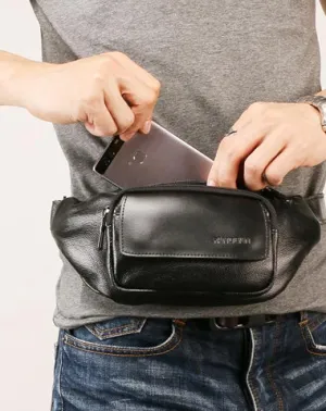 Leather Mens FANNY PACK MENS WAIST BAG HIP PACK BELT BAG FOR MEN Coffee