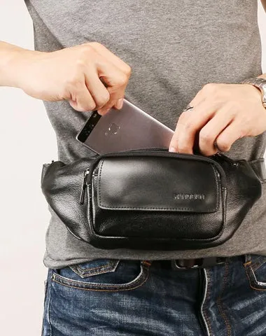 Leather Mens FANNY PACK MENS WAIST BAG HIP PACK BELT BAG FOR MEN Coffee
