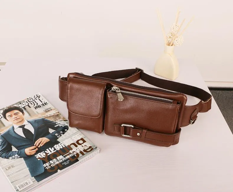 Leather Mens FANNY PACK MENS WAIST BAG HIP PACK BELT BAG FOR MEN