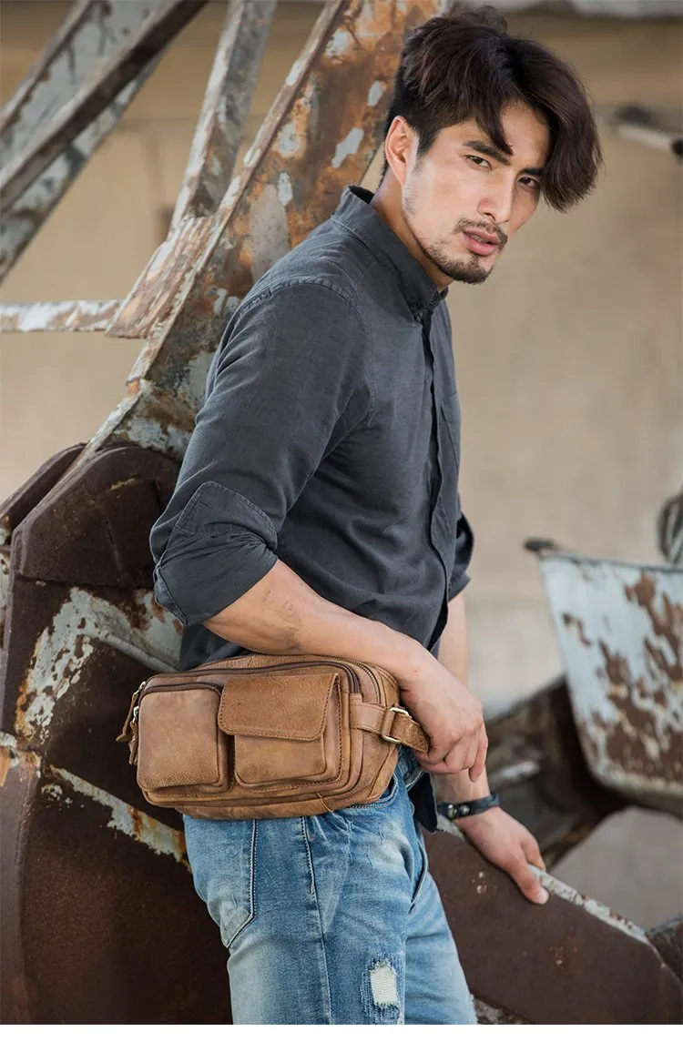 Leather Mens FANNY PACK MENS WAIST BAG HIP PACK BELT BAG FOR MEN