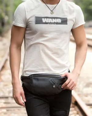 Leather Mens Fanny Pack Waist Bag Hip Pack Belt Bag Bumbag for Men Vintage Coffee