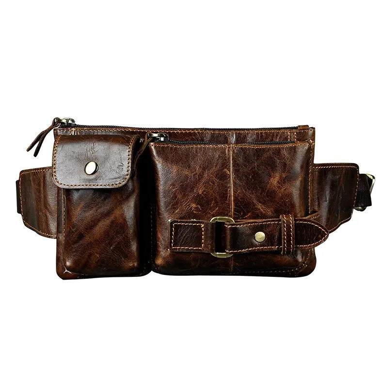 Leather Mens Fanny Pack Waist Bag Hip Pack Belt Bag Bumbag for Men