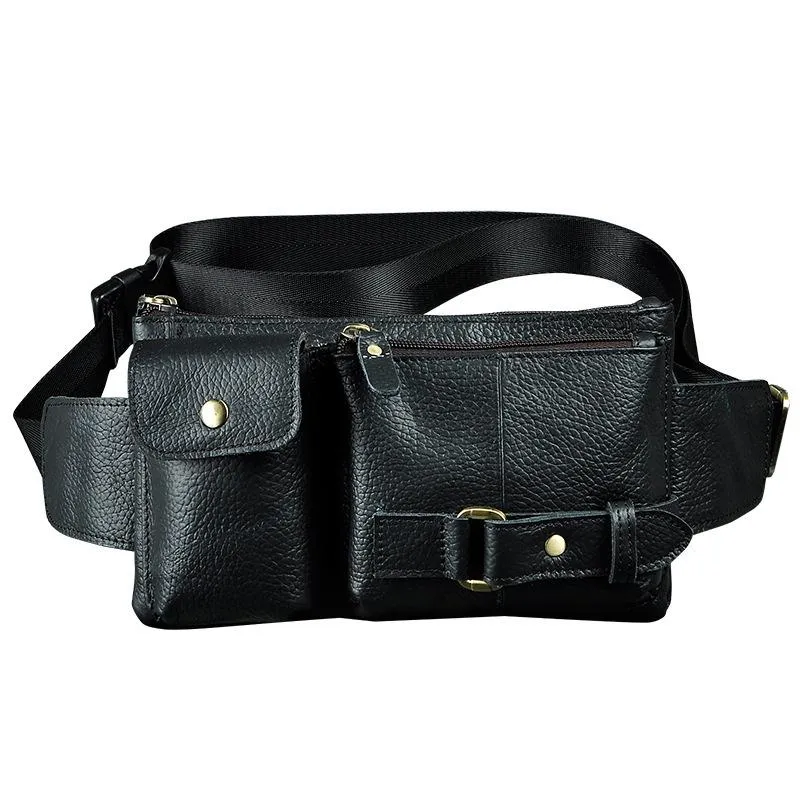 Leather Mens Fanny Pack Waist Bag Hip Pack Belt Bag Bumbag for Men