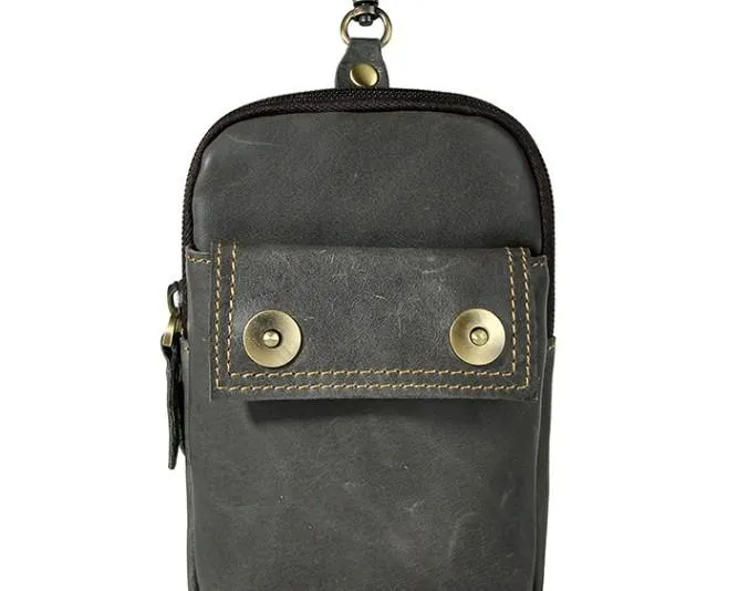 Leather Mens WAIST POUCH with Belt Loop Cell Phone Holster Belt Pouch for Men
