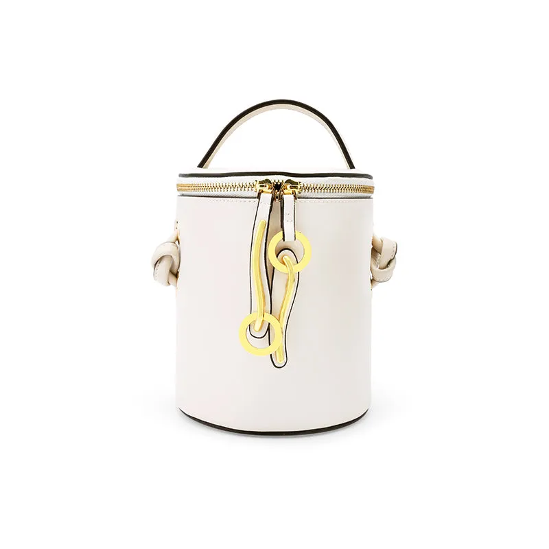 Leather Women Barrel Handbag Bucket Bag Shoulder Bag For Women