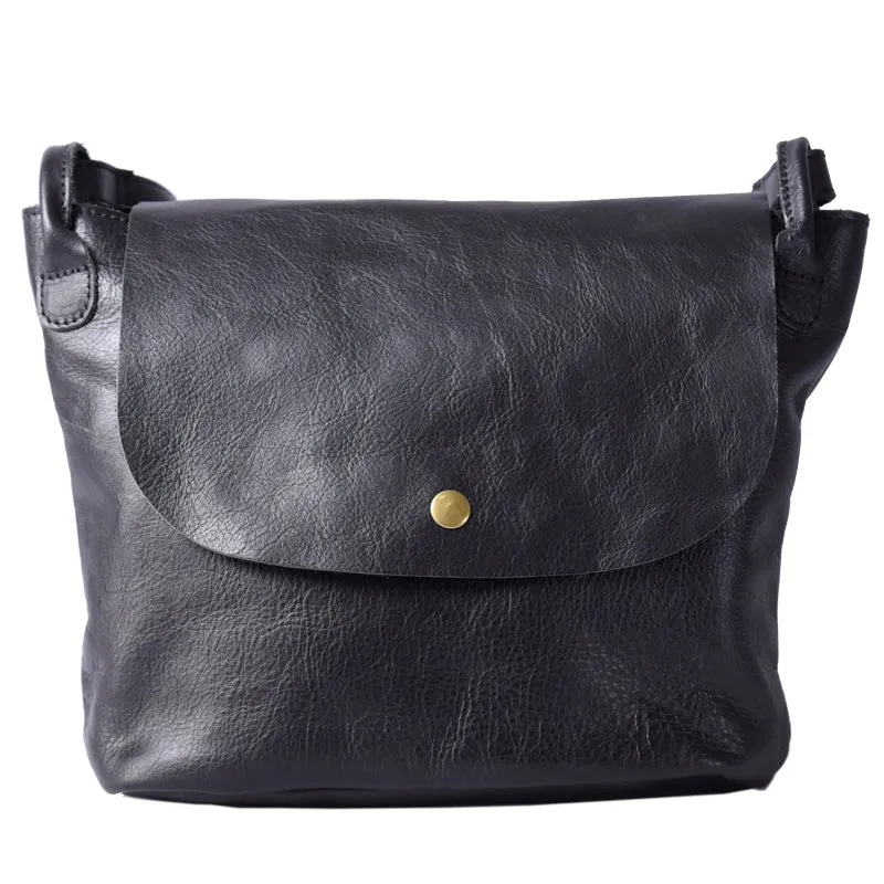 Leather Women Bucket Bag Black Shoulder Bag For Women