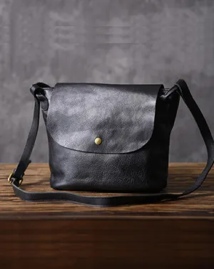 Leather Women Bucket Bag Black Shoulder Bag For Women cheap online