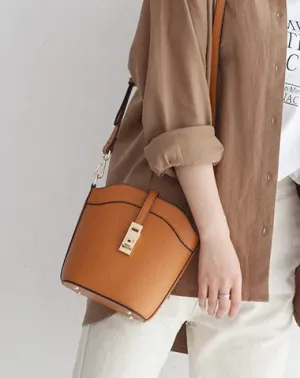 Leather Womens Stylish Mini Bucket Handbag Crossbody Purse Barrel Shoulder Bag for Women cheap online