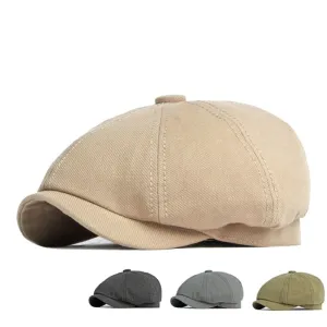 Lemuel Cotton Newsboy Cap stylish boater hat with ribbon on model